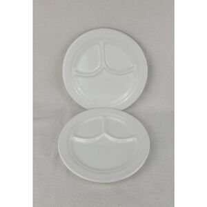 Lot of 2 Vintage Japan Buffalo Rock Stoneware Divided Plates